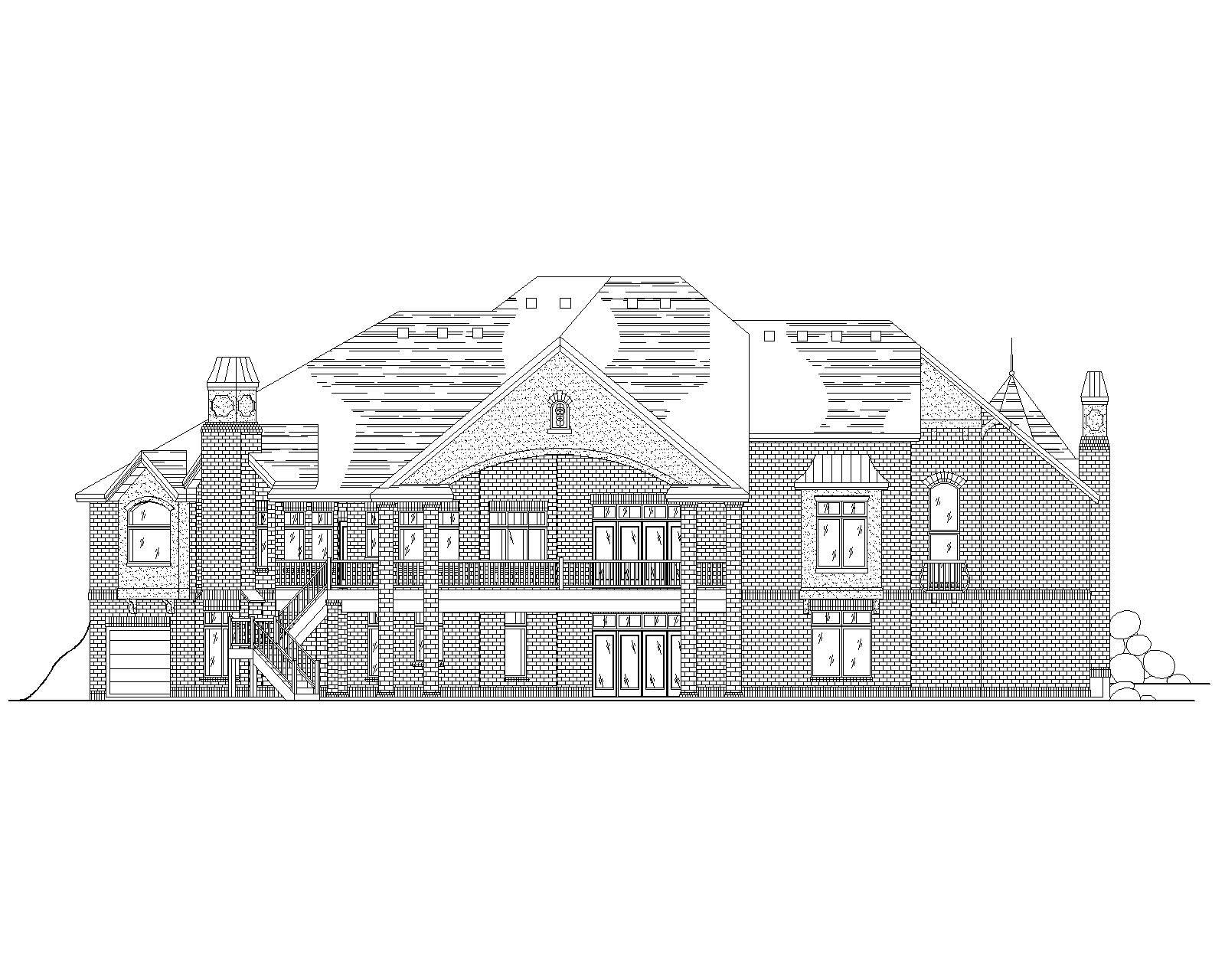 Home Plan Rear Elevation of this 5-Bedroom,3052 Sq Ft Plan -135-1010