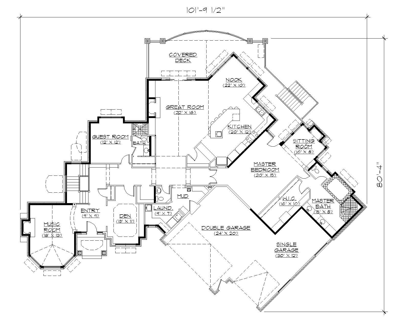 Floor Plan First Story of European Plan #135-1010