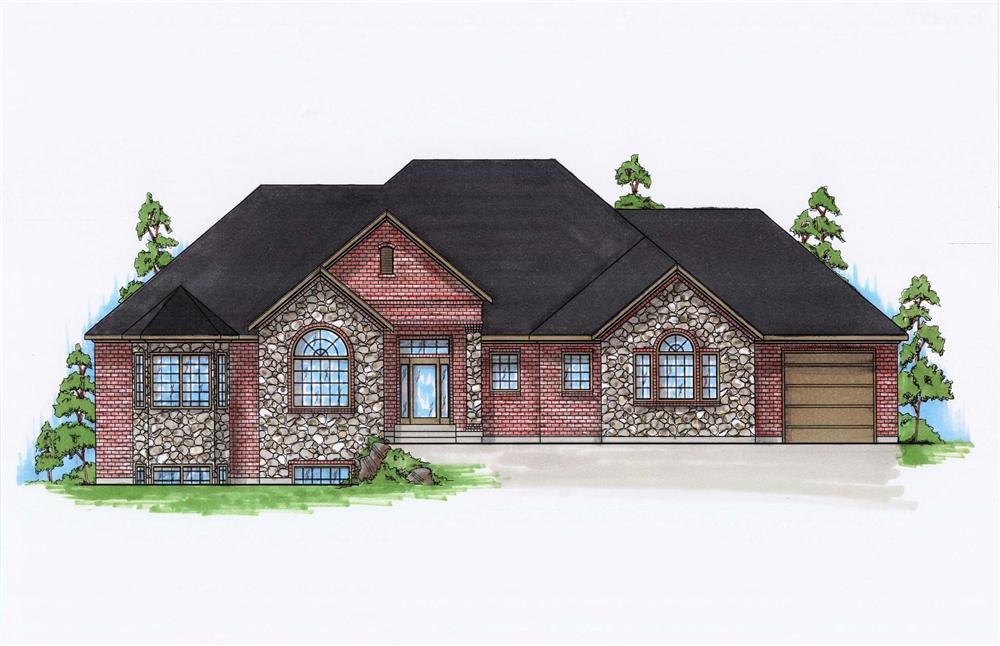 Front elevation of Rustic home (ThePlanCollection: House Plan #135-1014)