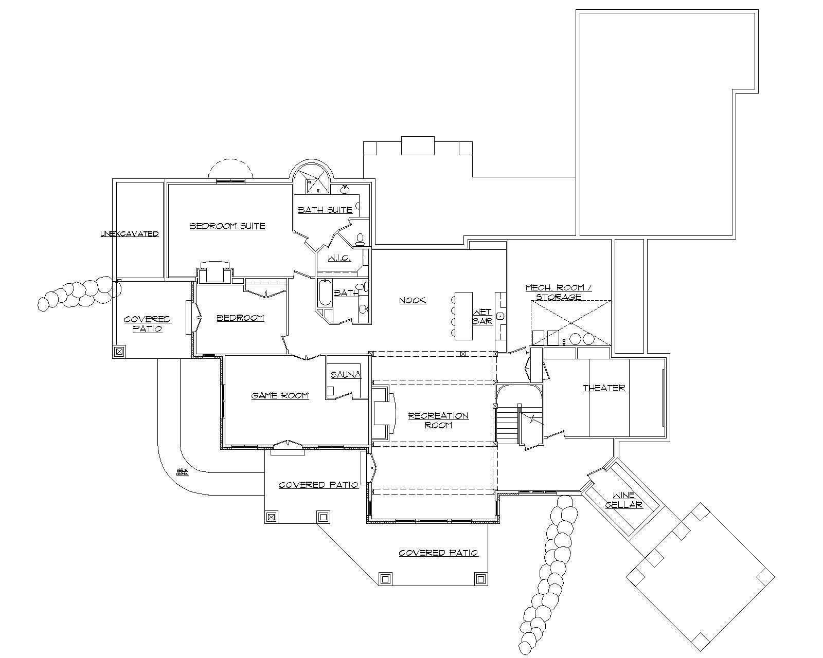 Floor Plan Basement of Country Plan #135-1020