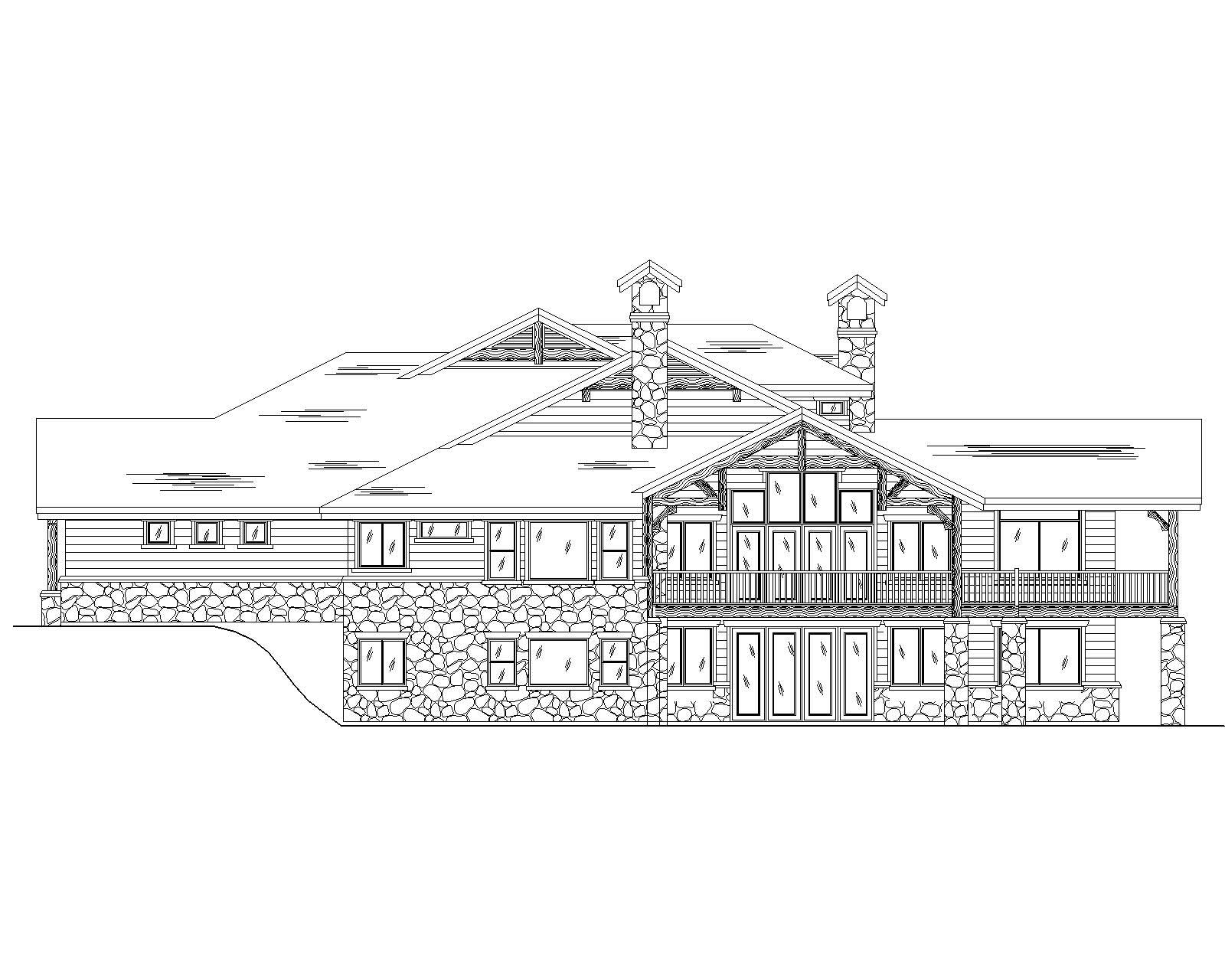 Home Plan Rear Elevation of this 6-Bedroom,3458 Sq Ft Plan -135-1024