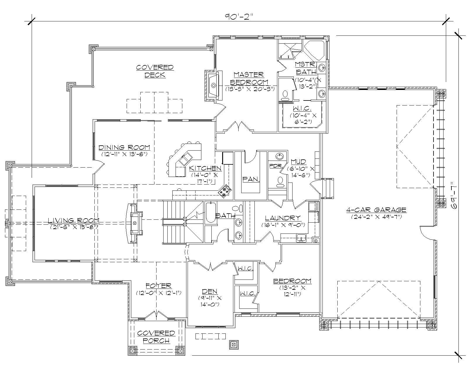 Floor Plan First Story of Country Plan #135-1024