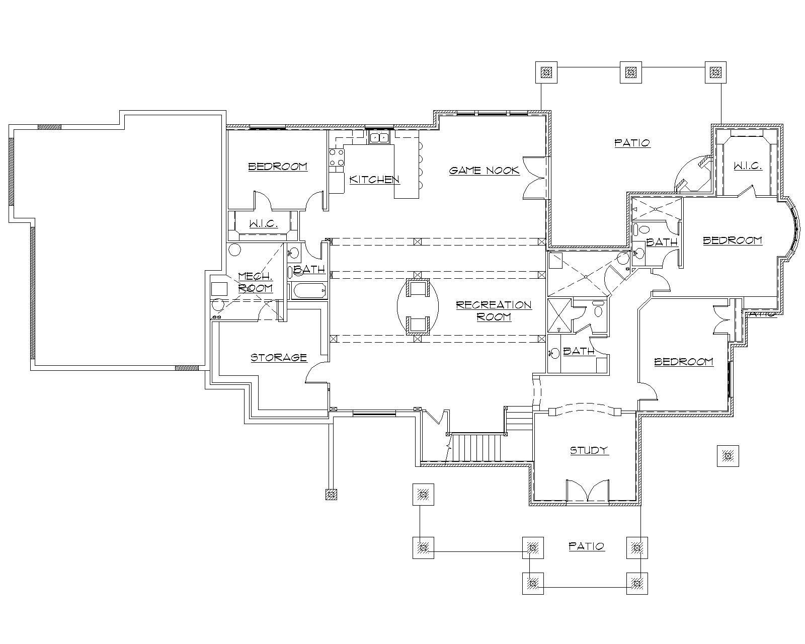 Floor Plan Basement of Country Plan #135-1038