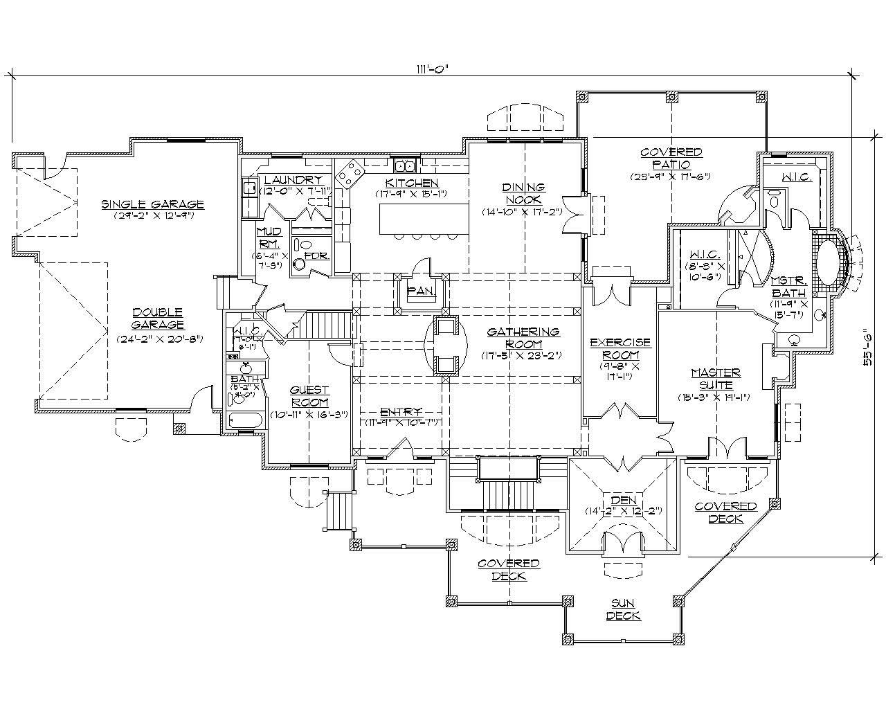 Floor Plan First Story of Country Plan #135-1038