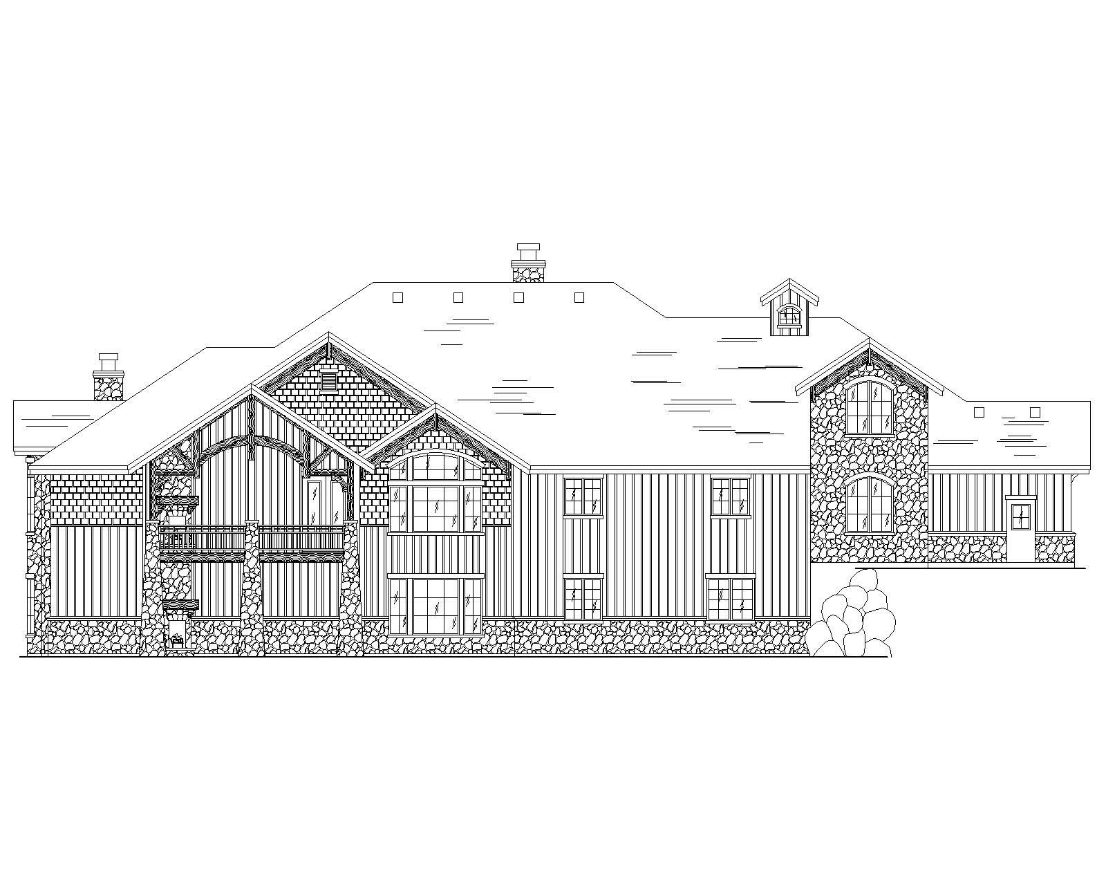 Home Plan Rear Elevation of this 5-Bedroom,3761 Sq Ft Plan -135-1038