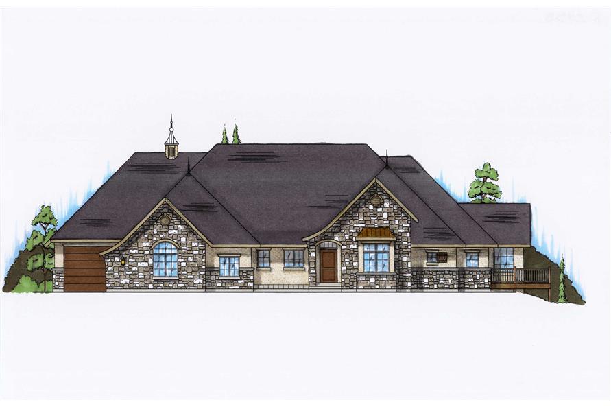 Front elevation of European home (ThePlanCollection: House Plan #135-1041)