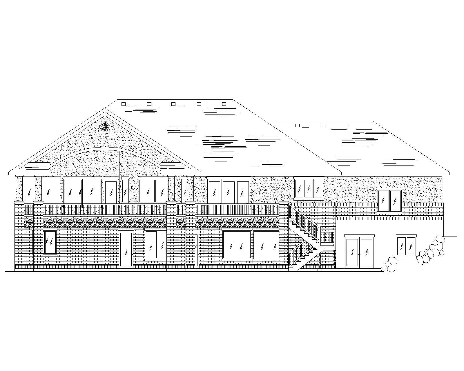 Home Plan Rear Elevation of this 3-Bedroom,2591 Sq Ft Plan -135-1044