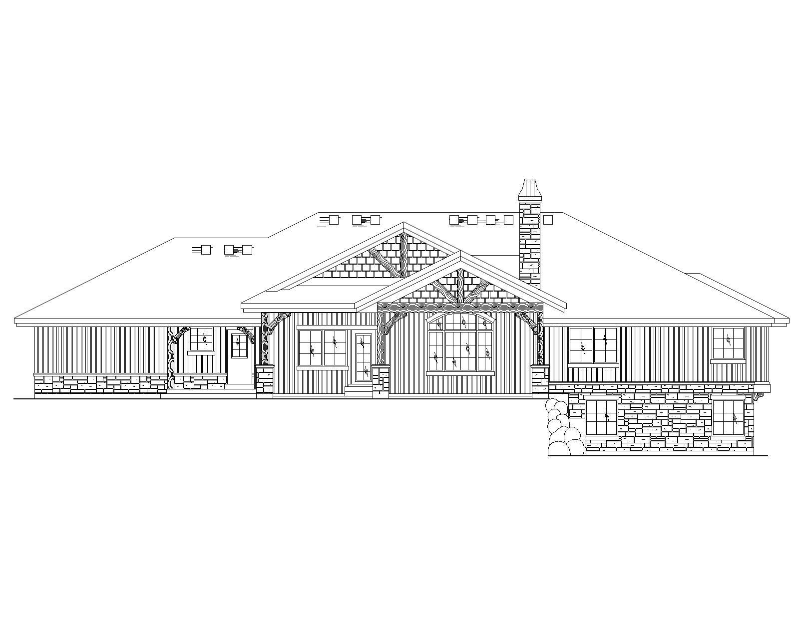 Home Plan Rear Elevation of this 5-Bedroom,2581 Sq Ft Plan -135-1045