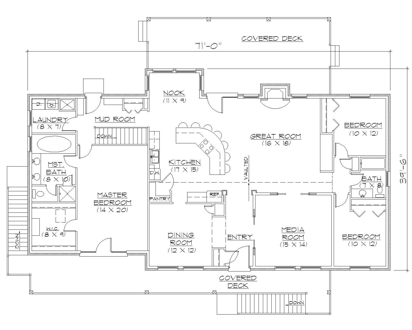 Floor Plan First Story of Country Plan #135-1046