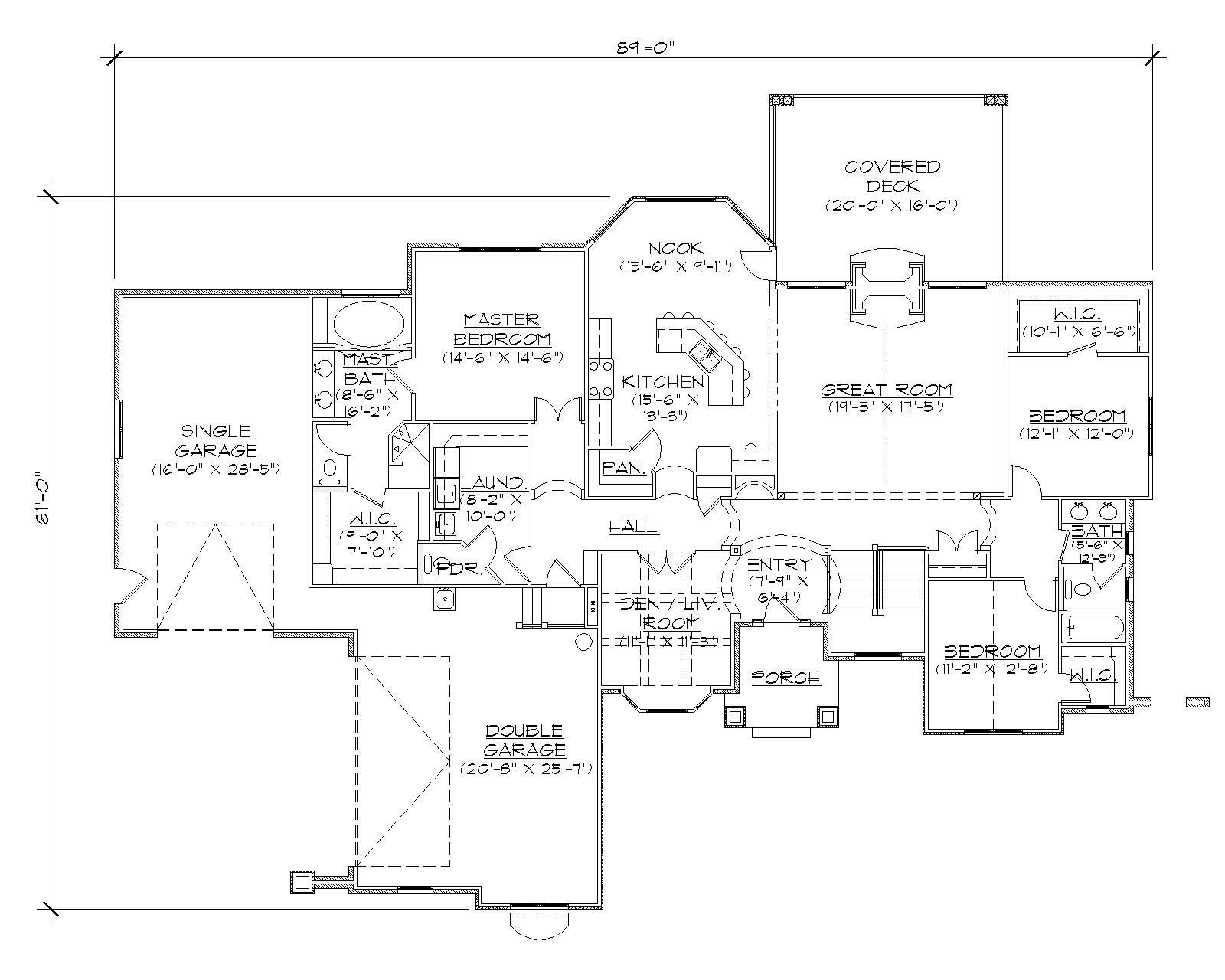Floor Plan First Story of European Plan #135-1047