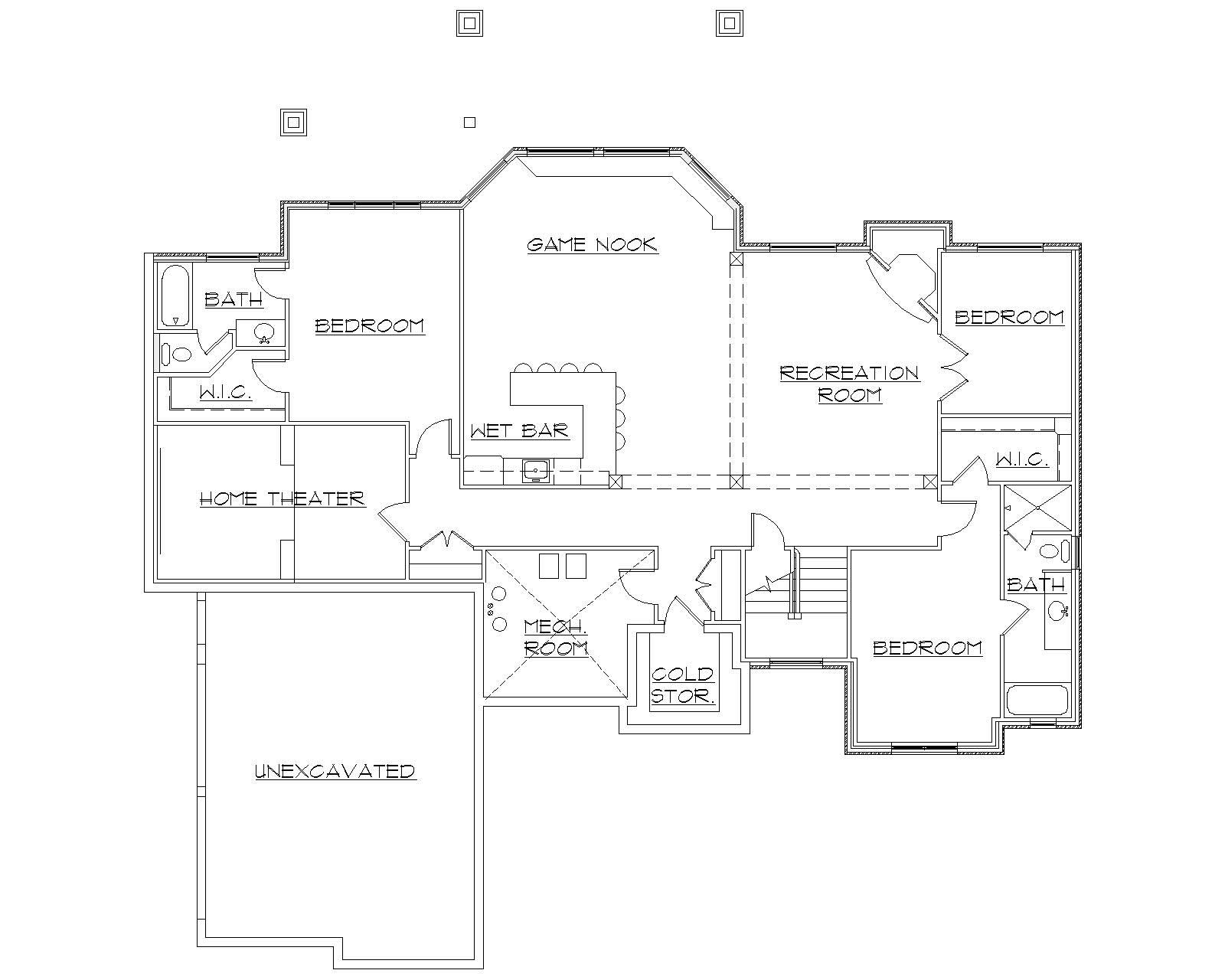 Floor Plan Basement of Country Plan #135-1048