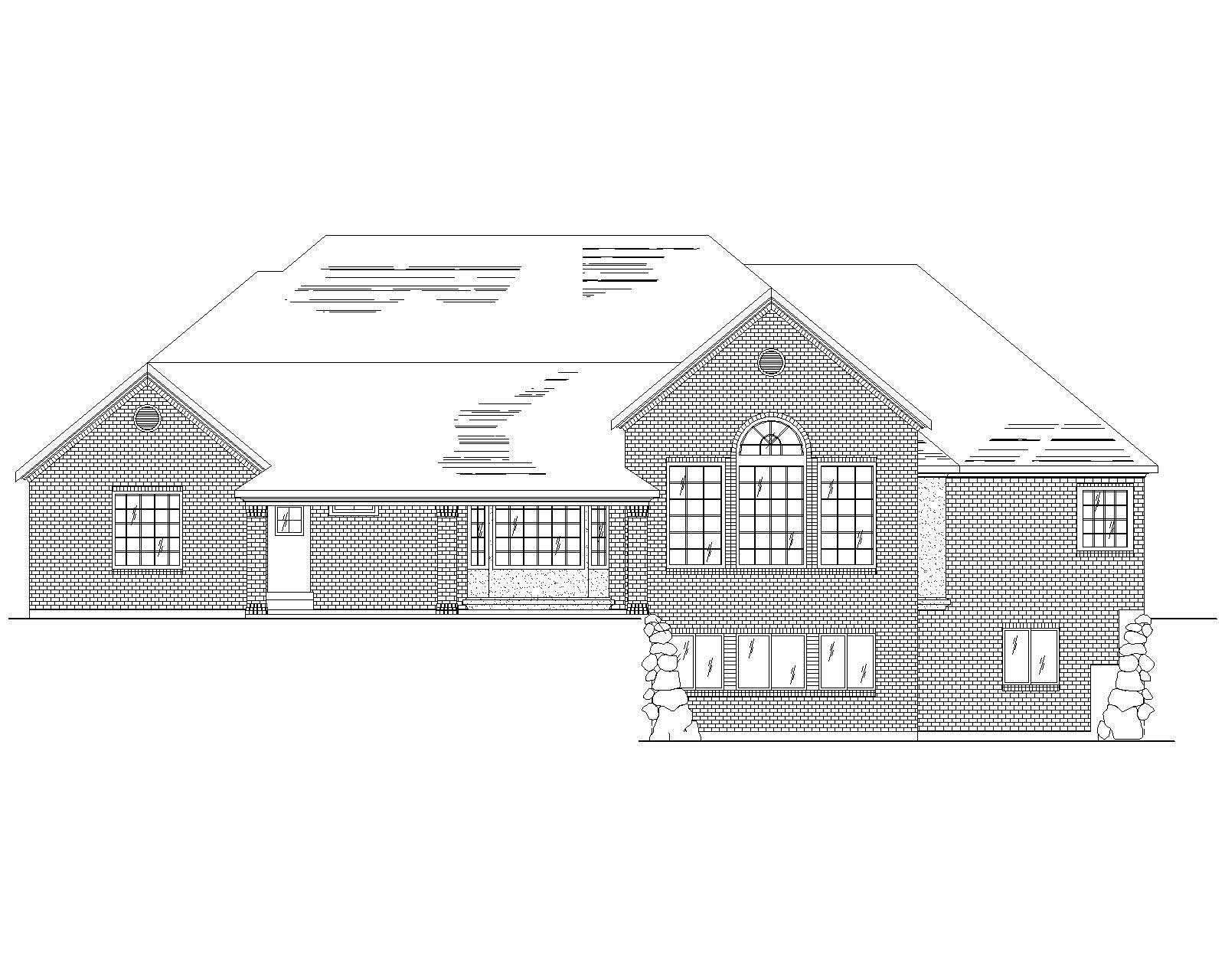 Home Plan Rear Elevation of this 6-Bedroom,2898 Sq Ft Plan -135-1050