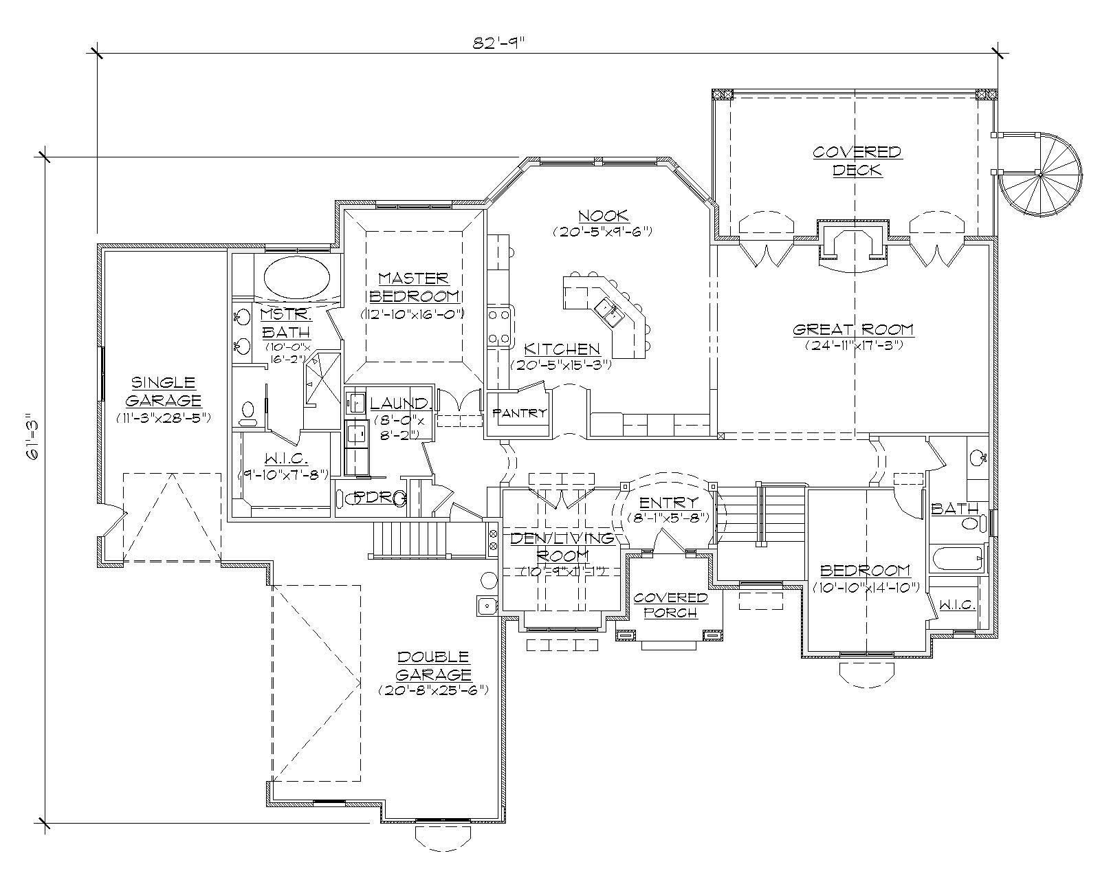 Floor Plan First Story of European Plan #135-1053