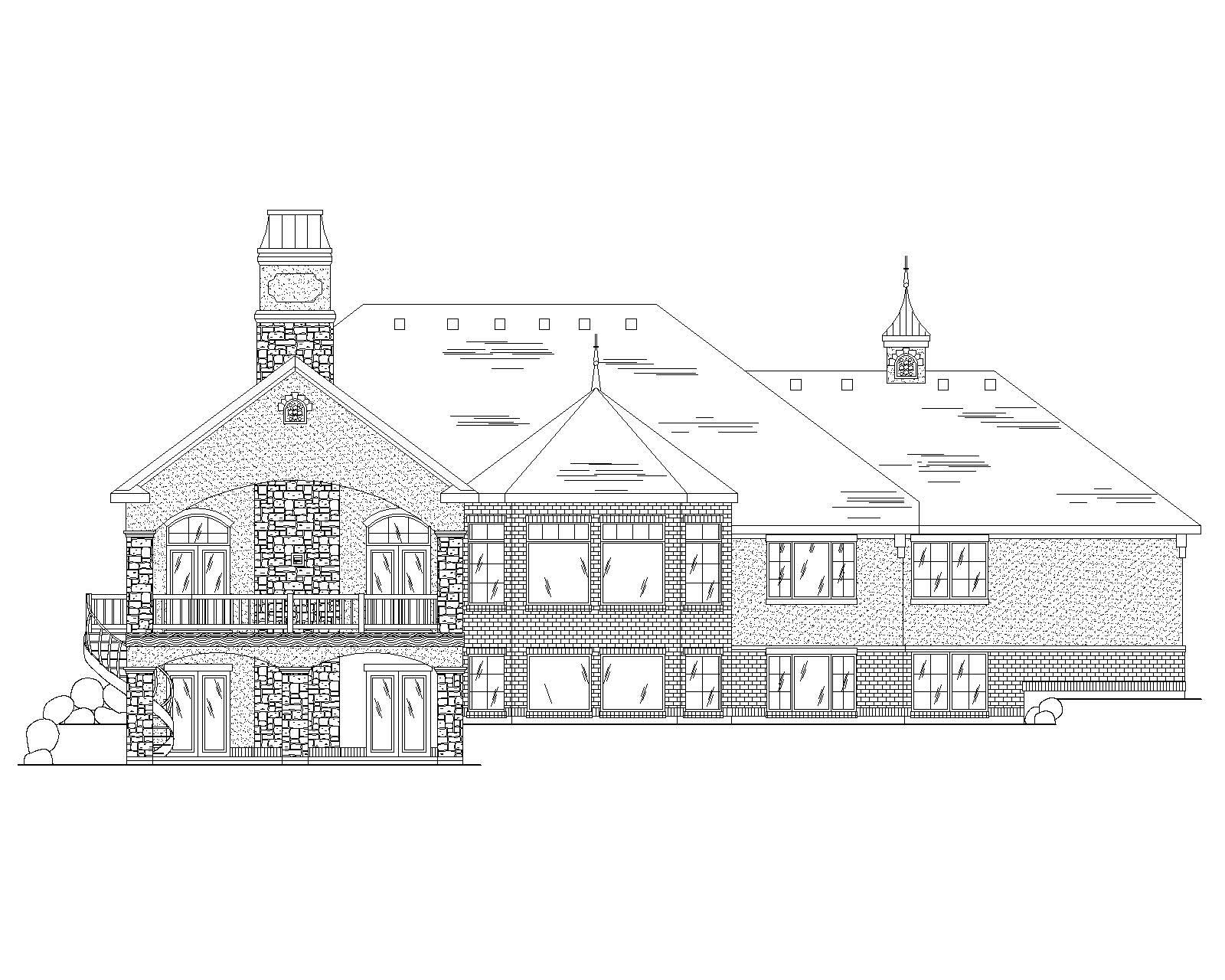 Home Plan Rear Elevation of this 5-Bedroom,2460 Sq Ft Plan -135-1053