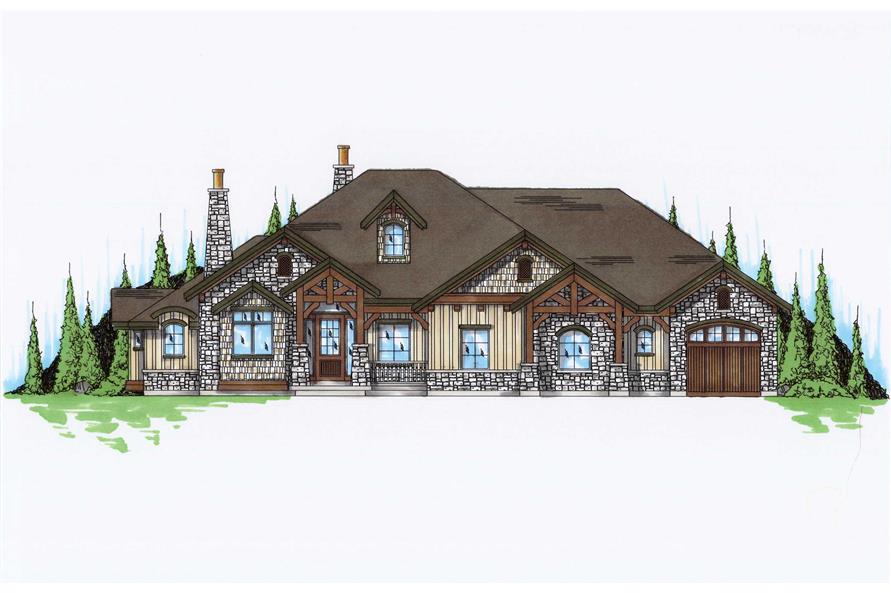 6-Bedroom, 2597 Sq Ft Rustic Craftsman House Plan - 135-1054 - Front Exterior