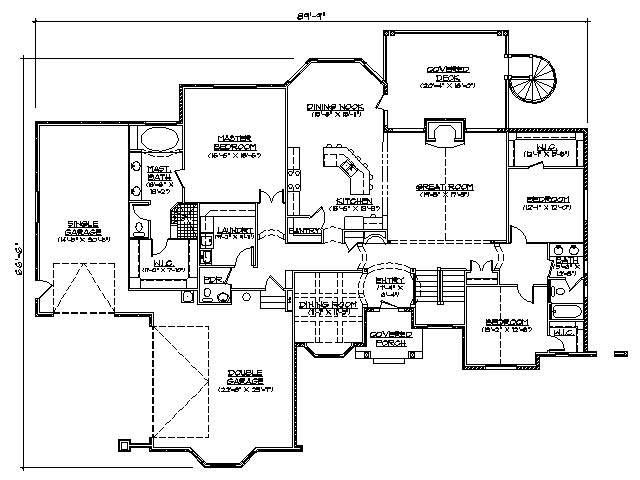 Floor Plan First Story of Ranch Plan #135-1059