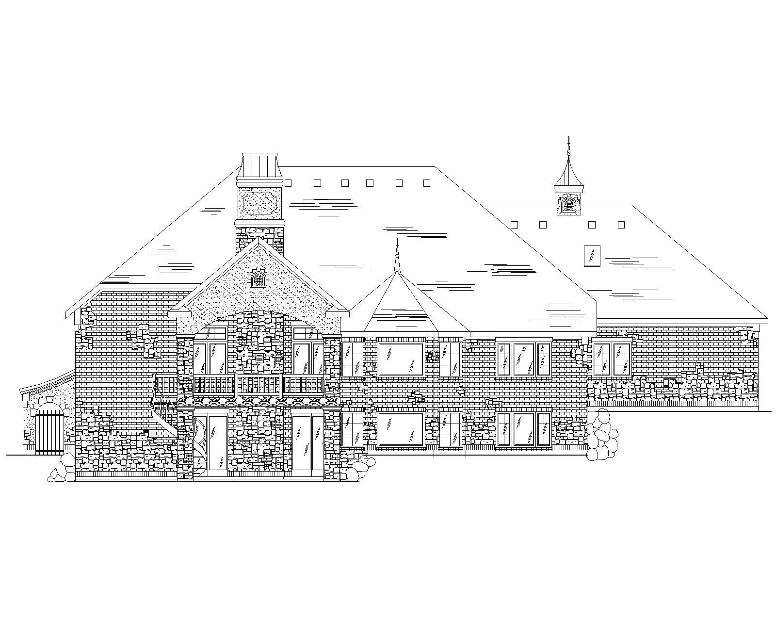 Home Plan Rear Elevation of this 5-Bedroom,2737 Sq Ft Plan -135-1059