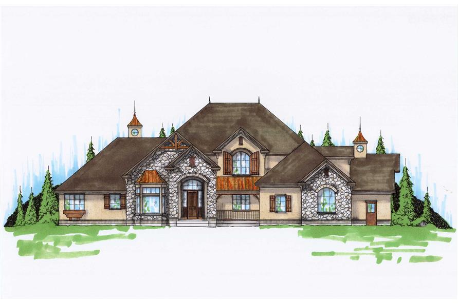 7-Bedroom, 4240 Sq Ft Luxury House Plan - 135-1061 - Front Exterior