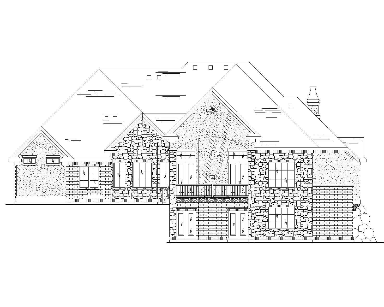 Home Plan Rear Elevation of this 6-Bedroom,2681 Sq Ft Plan -135-1068