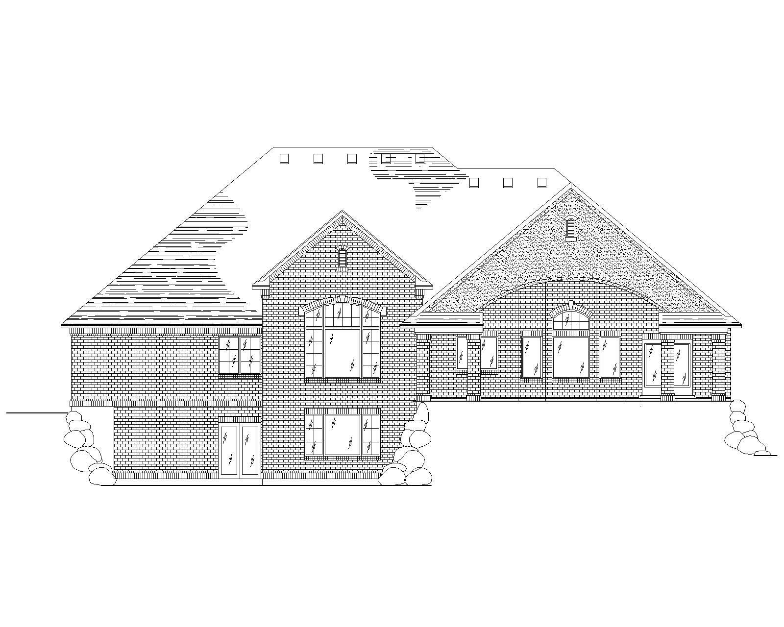 Home Plan Rear Elevation of this 4-Bedroom,2798 Sq Ft Plan -135-1071