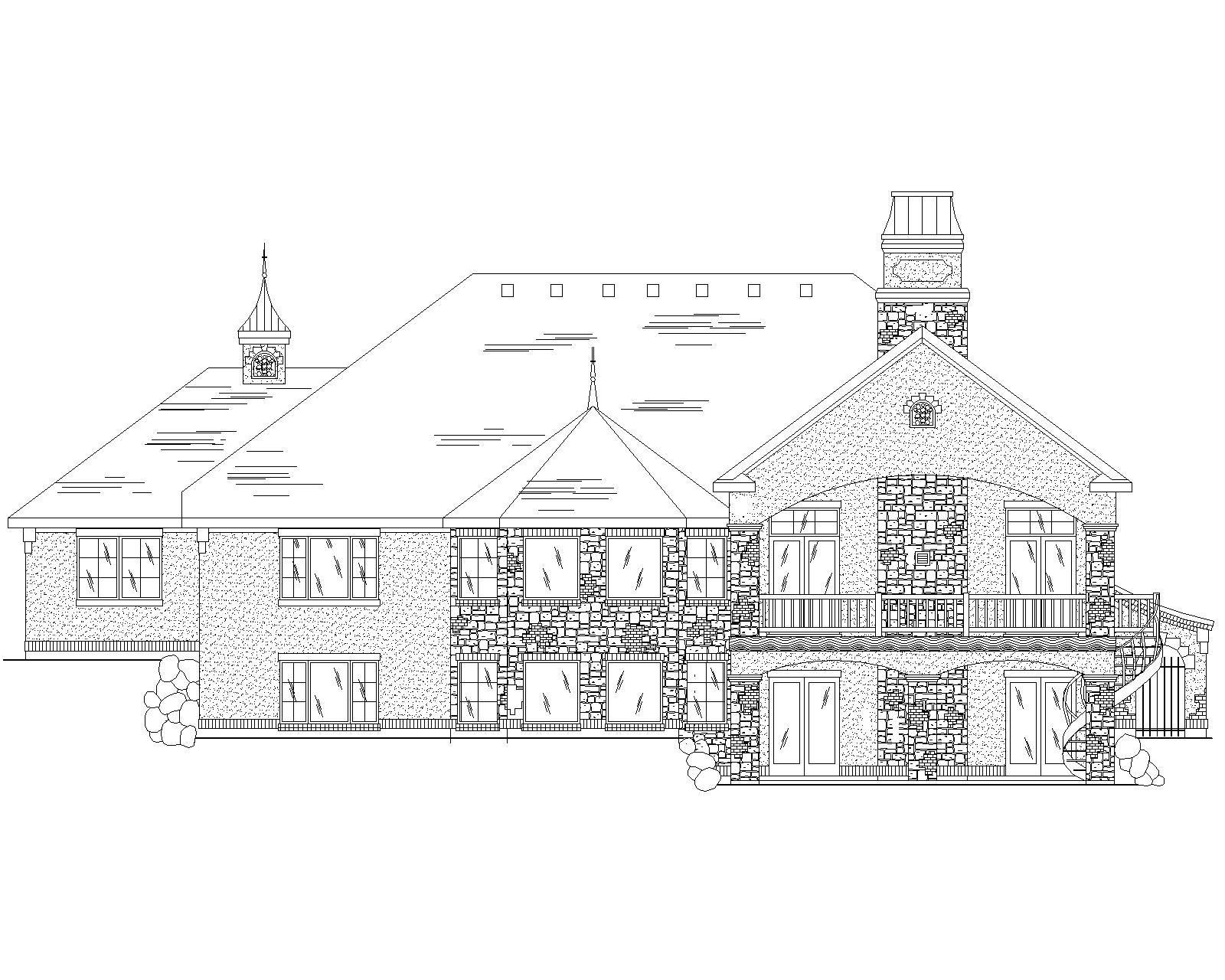 Home Plan Rear Elevation of this 4-Bedroom,2741 Sq Ft Plan -135-1073