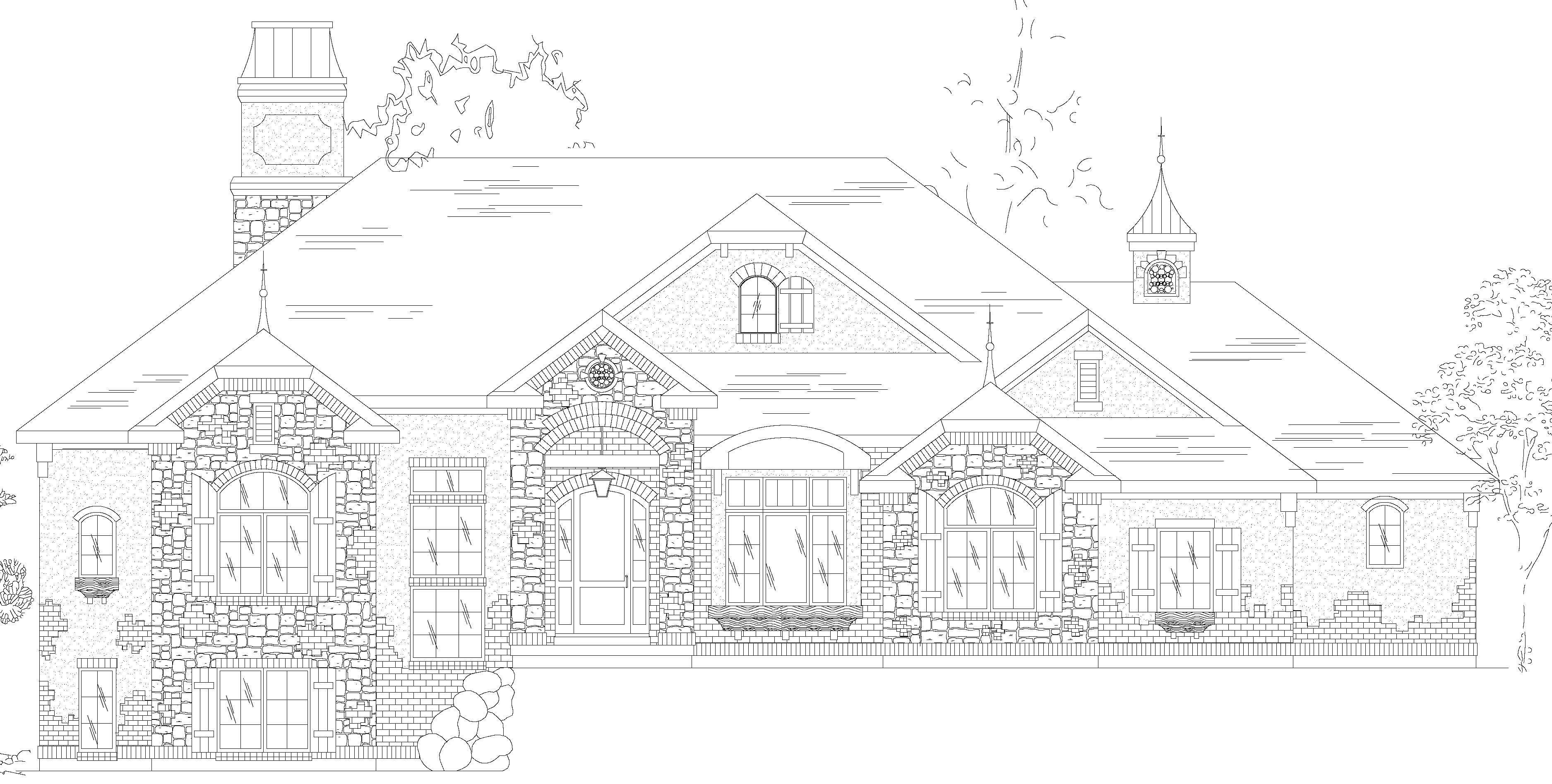 Home Plan Front Elevation of this 4-Bedroom,2741 Sq Ft Plan -135-1073