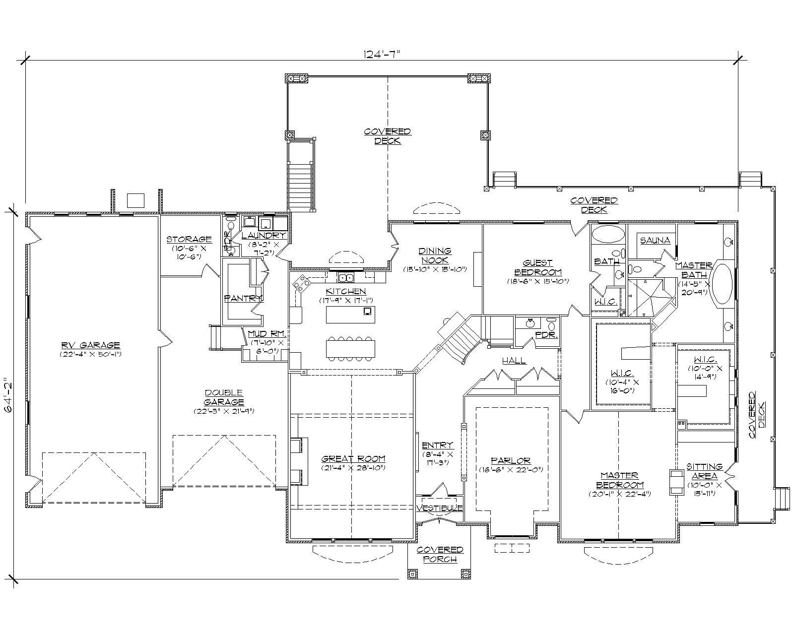 Floor Plan First Story of European Plan #135-1074