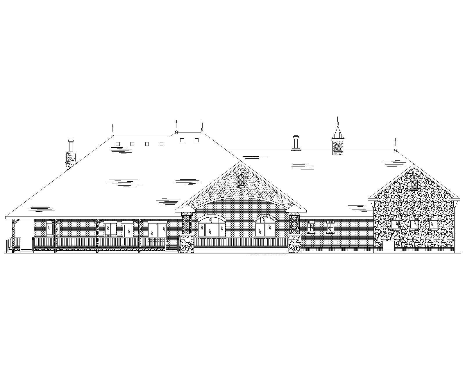 Home Plan Rear Elevation of this 4-Bedroom,4438 Sq Ft Plan -135-1074