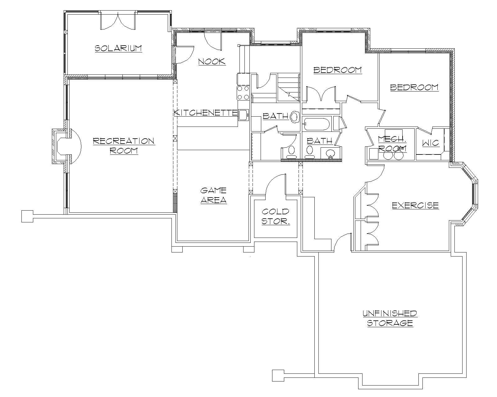 Floor Plan Basement of Craftsman Plan #135-1076