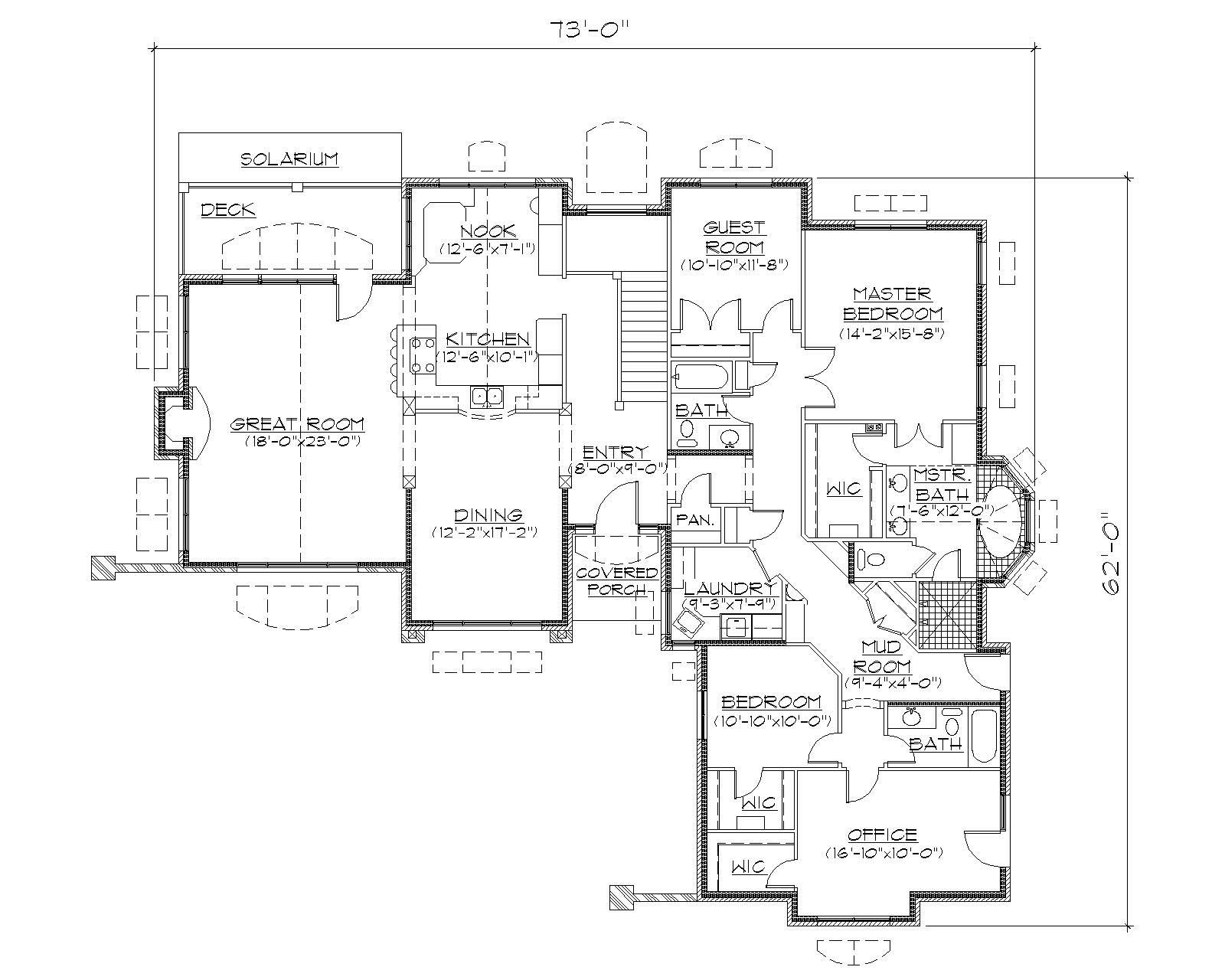 Floor Plan First Story of Craftsman Plan #135-1076