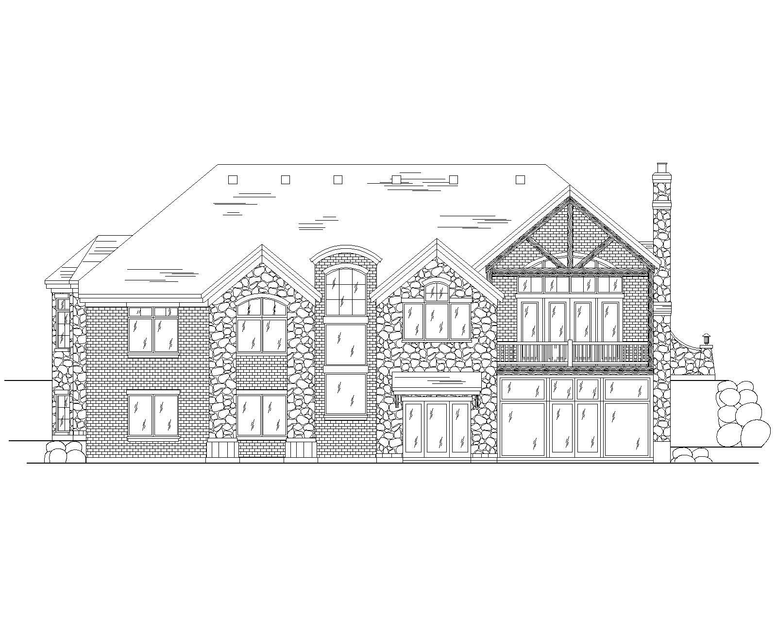 Home Plan Rear Elevation of this 6-Bedroom,2808 Sq Ft Plan -135-1076