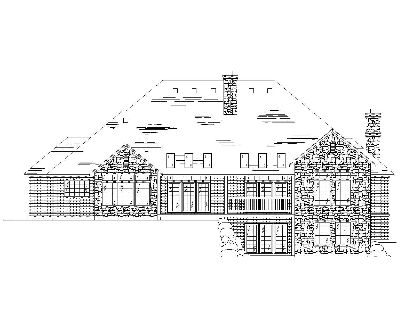 Home Plan Rear Elevation of this 4-Bedroom,2936 Sq Ft Plan -135-1077