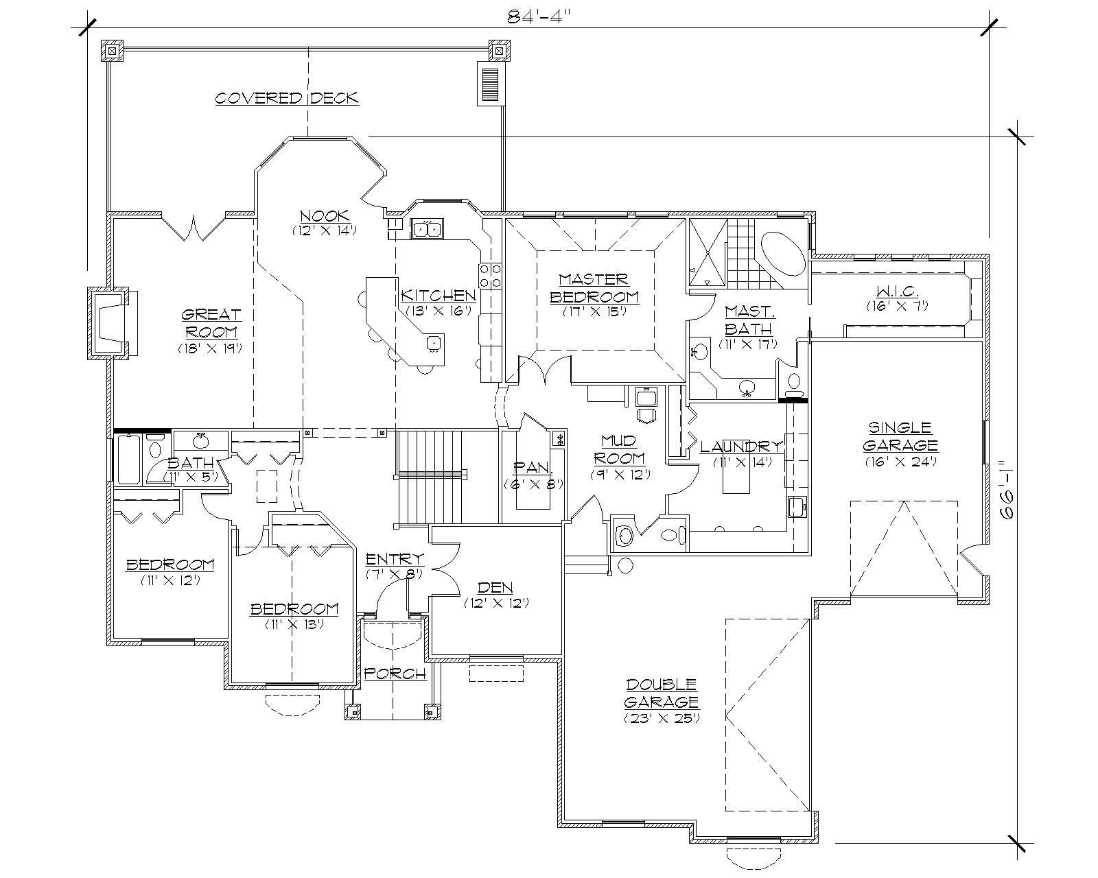 Floor Plan First Story of European Plan #135-1081