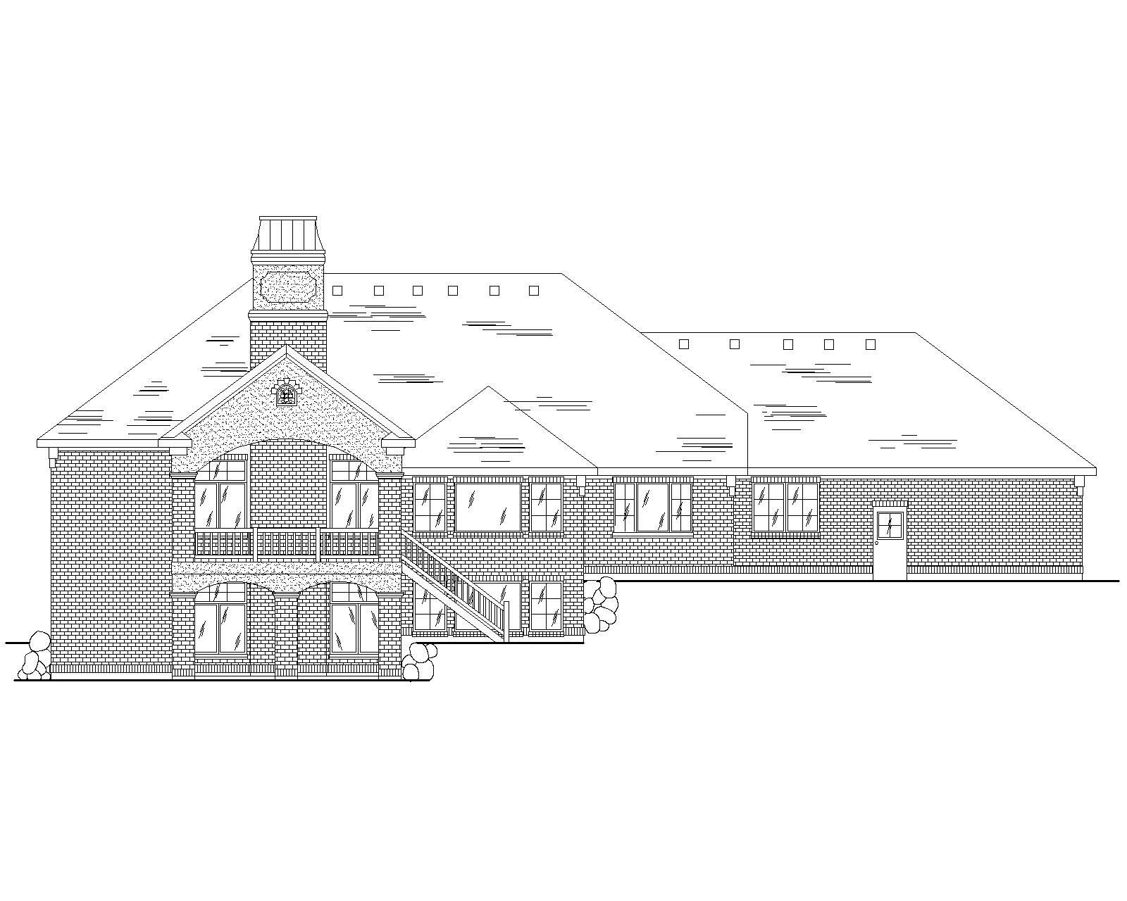 Home Plan Rear Elevation of this 5-Bedroom,2442 Sq Ft Plan -135-1083