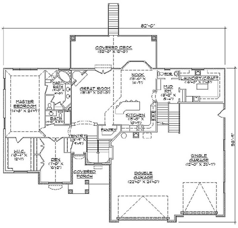 Floor Plan First Story of European Plan #135-1086