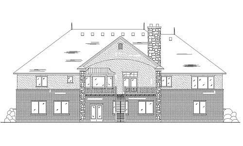 Home Plan Rear Elevation of this 4-Bedroom,2811 Sq Ft Plan -135-1086