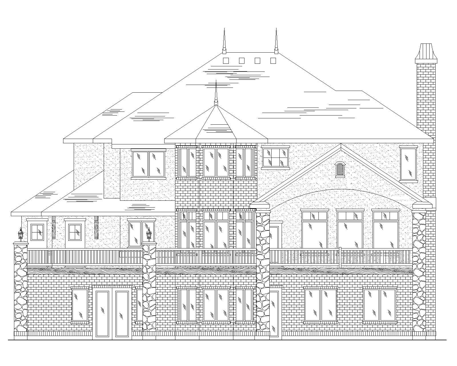 Home Plan Rear Elevation of this 6-Bedroom,5564 Sq Ft Plan -135-1096