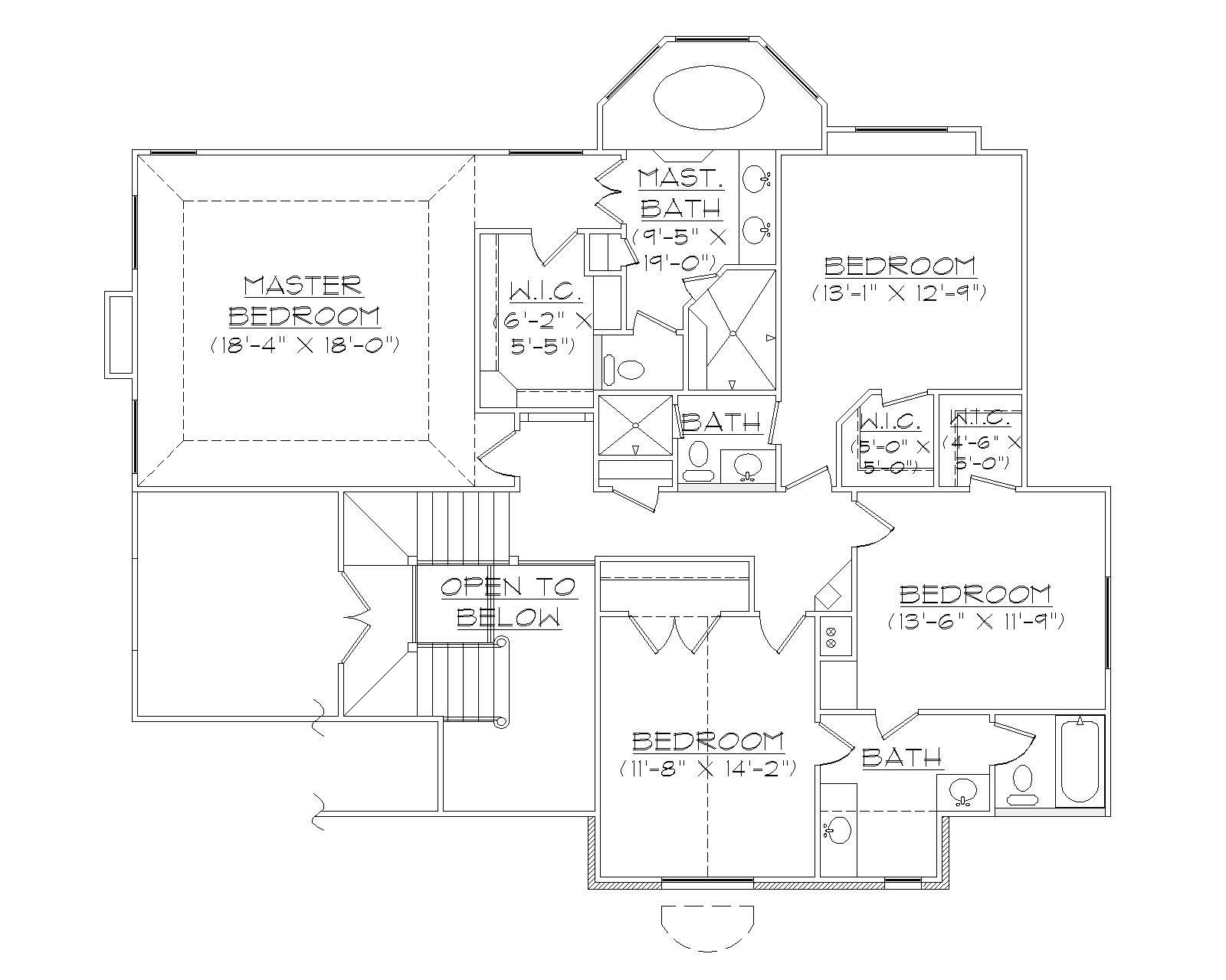 Floor Plan Second Story of Luxury Plan #135-1096