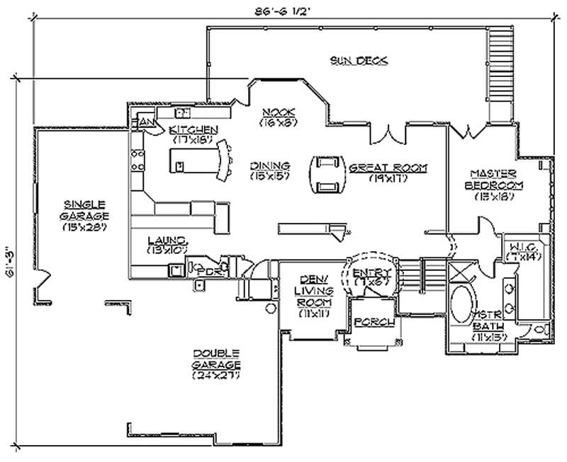 Floor Plan First Story of European Plan #135-1098