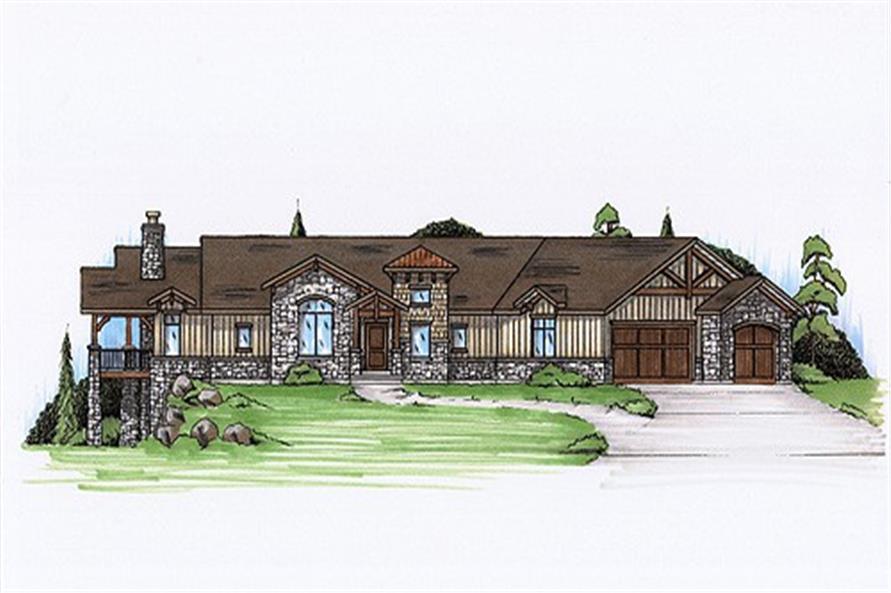 Front elevation of Rustic home (ThePlanCollection: House Plan #135-1102)