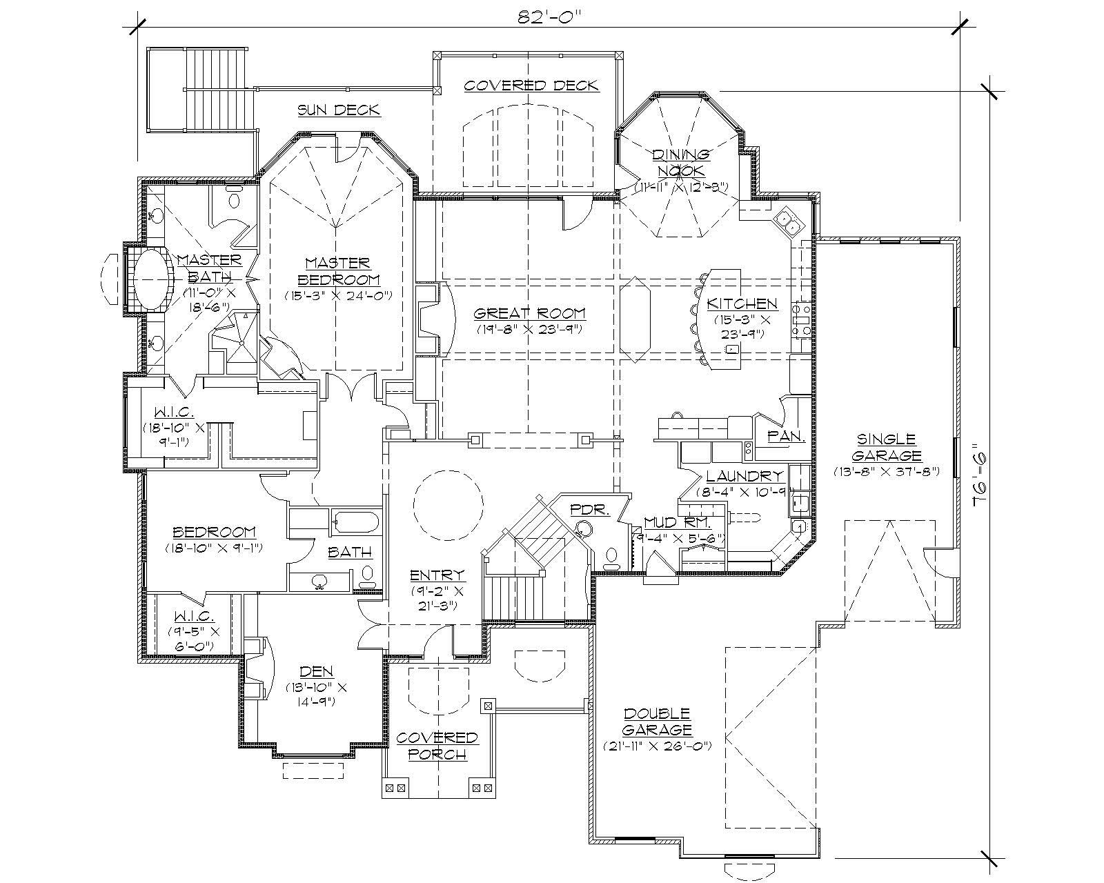 Floor Plan First Story of European Plan #135-1103