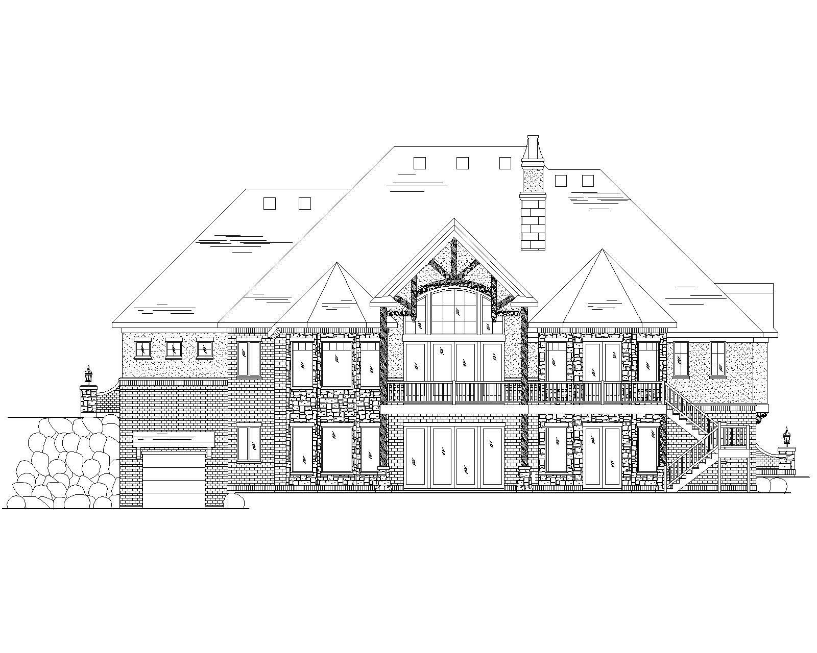 Home Plan Rear Elevation of this 6-Bedroom,3326 Sq Ft Plan -135-1103