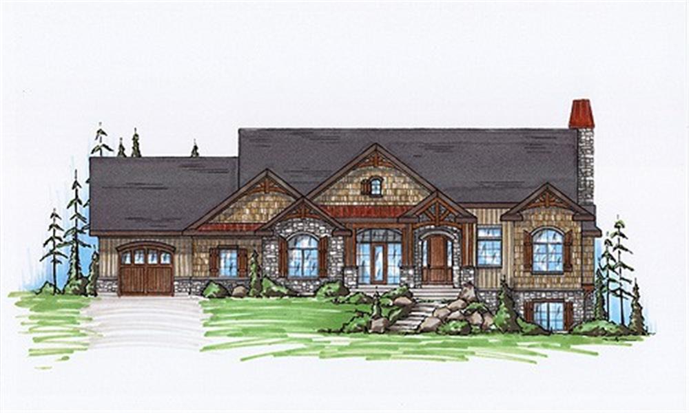 Front elevation of Rustic home (ThePlanCollection: House Plan #135-1104)