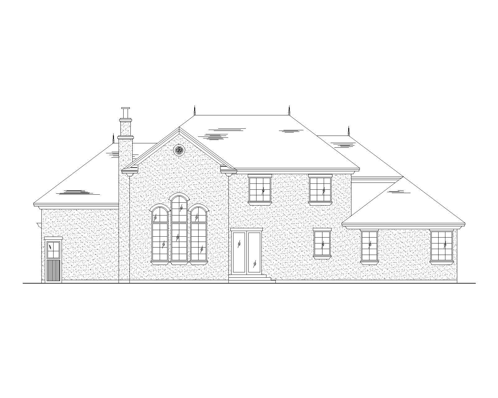 Home Plan Rear Elevation of this 4-Bedroom,3326 Sq Ft Plan -135-1106