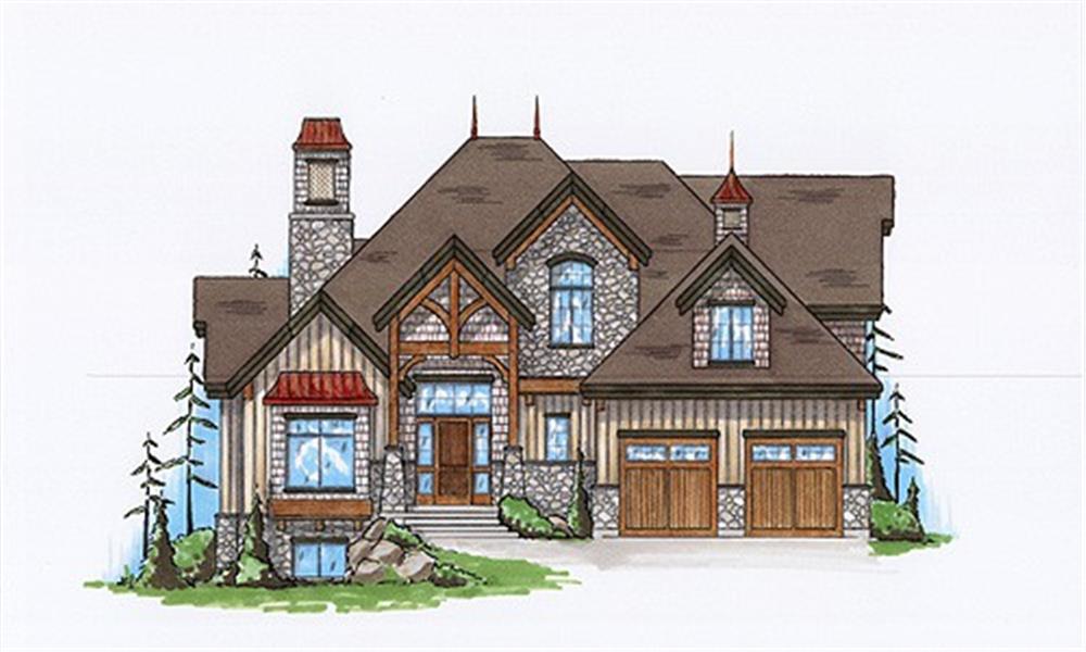 Front elevation of Rustic home (ThePlanCollection: House Plan #135-1113)