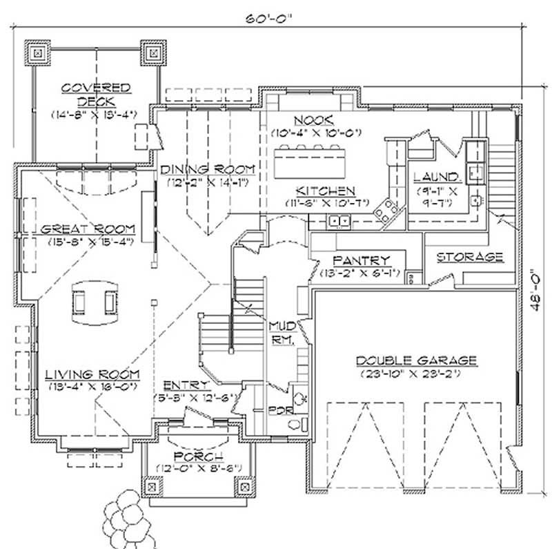 Main Level of Rustic Plan #135-1113