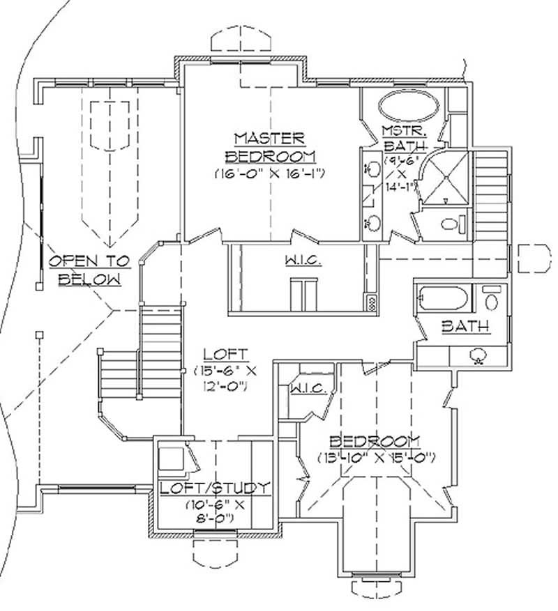 Upper Level of Rustic Plan #135-1113