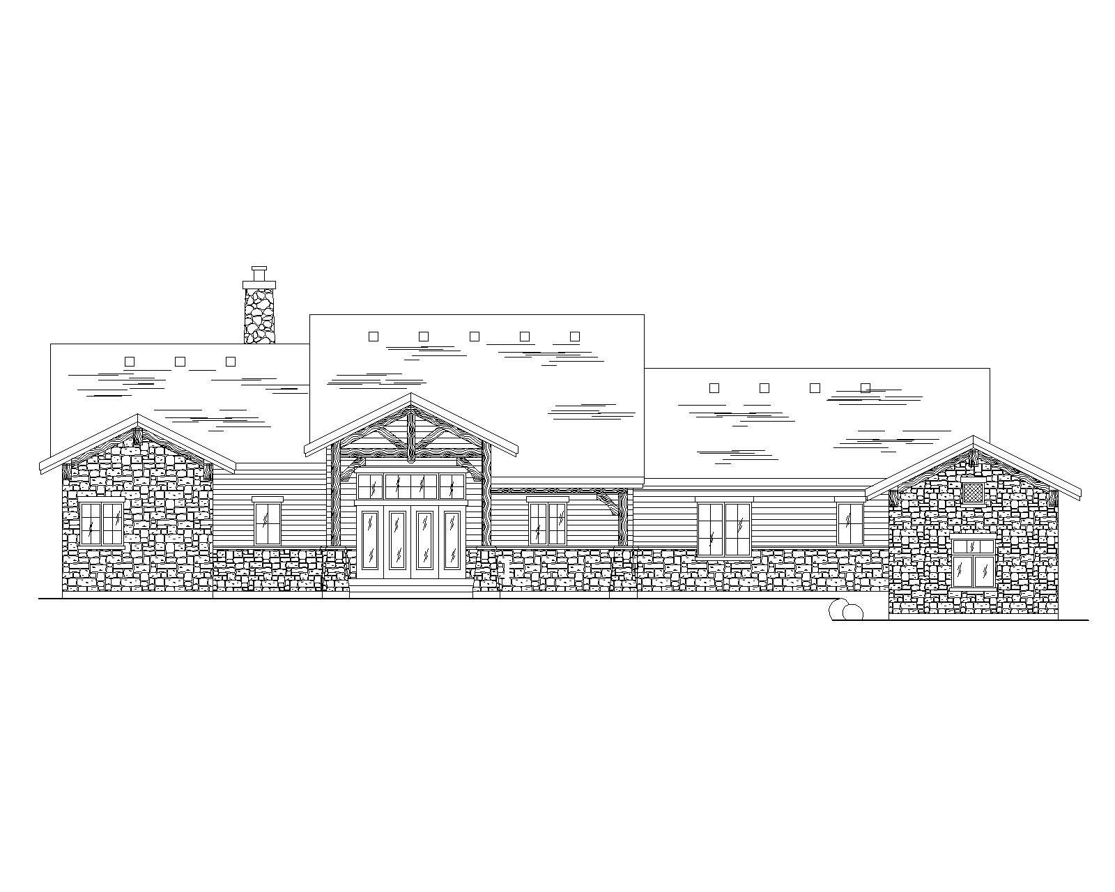 Home Plan Rear Elevation of this 4-Bedroom,2334 Sq Ft Plan -135-1115