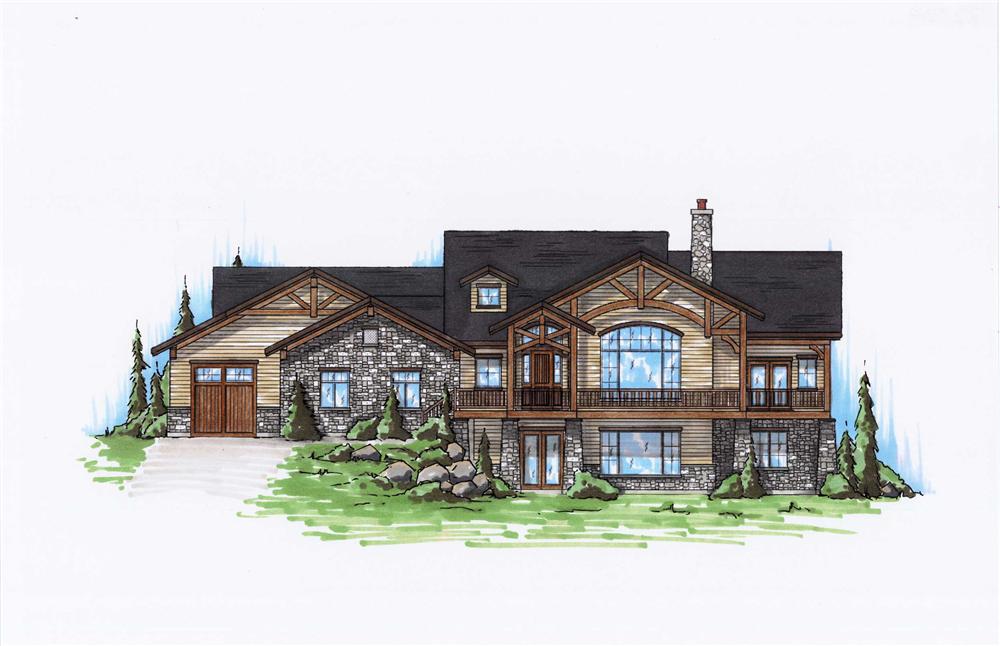 Front elevation of Rustic home (ThePlanCollection: House Plan #135-1115)