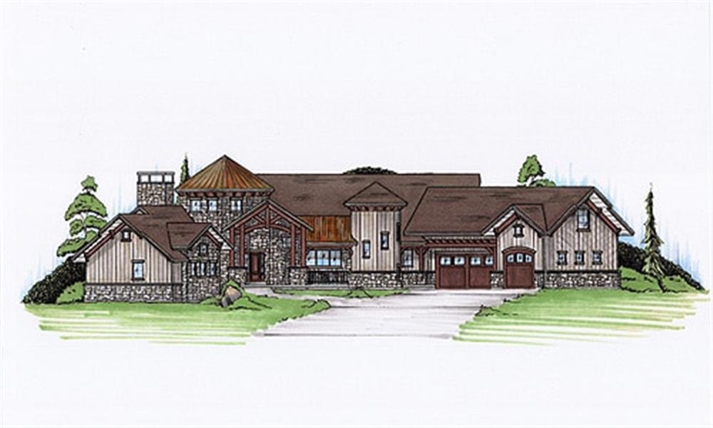 Front elevation of Rustic home (ThePlanCollection: House Plan #135-1118)